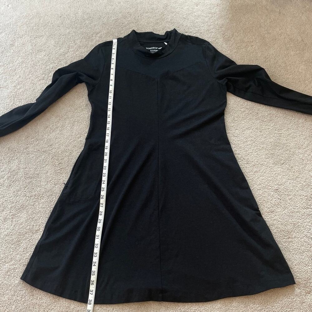 Toad & Co Organic Cotton Tencel Long Sleeve Mock Neck Dress Black Sz XL Outdoors - Picture 7 of 7
